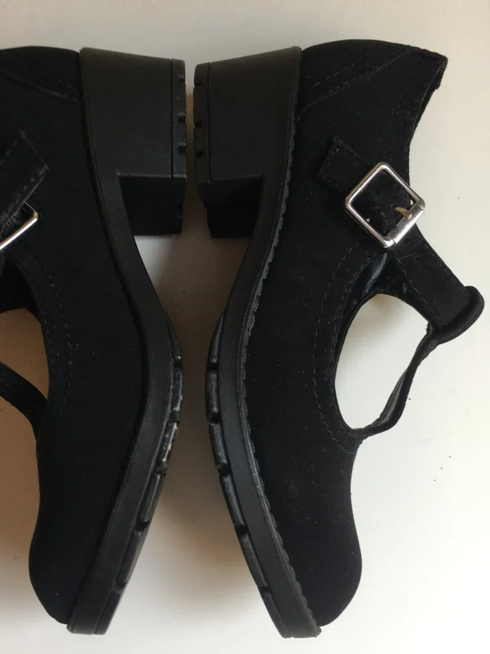 New Black Mary Jane Shoes 2 Girls Faux Suede Chunky Heel T-Strap Buckle Dress